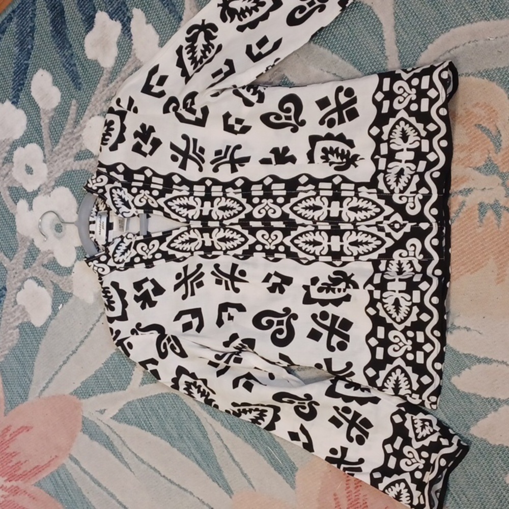 Richard Malcolm Sz 10P, Elegant Black and White, Linen Patterned Blouse/jacket - Picture 9 of 11